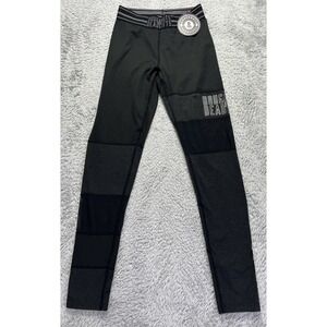 NWT Doughnuts & Deadlifts Womens Leggings M Black High Rise Logo Gym Athletic